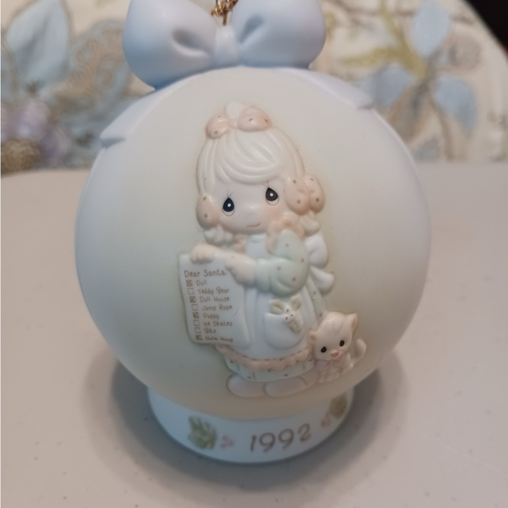 Precious Moments White and Cream Holiday Ornament